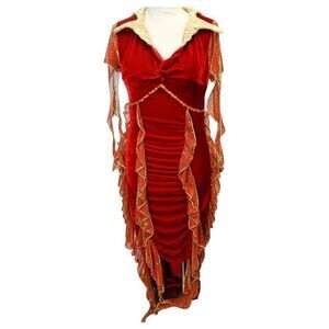 Cirque Du Soleil Diabla Costume Evil Red Gold Flame Queen Disguise SZ S